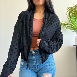 Ett Twa Anthropologie Velvet Mesh Polka Dot Oversized Cardigan